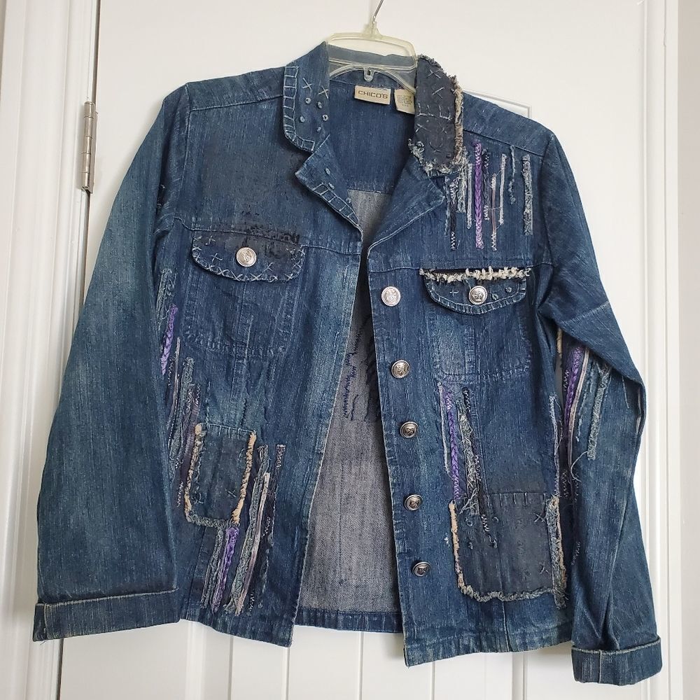 Boho Chico's Jean Jacket Size 0